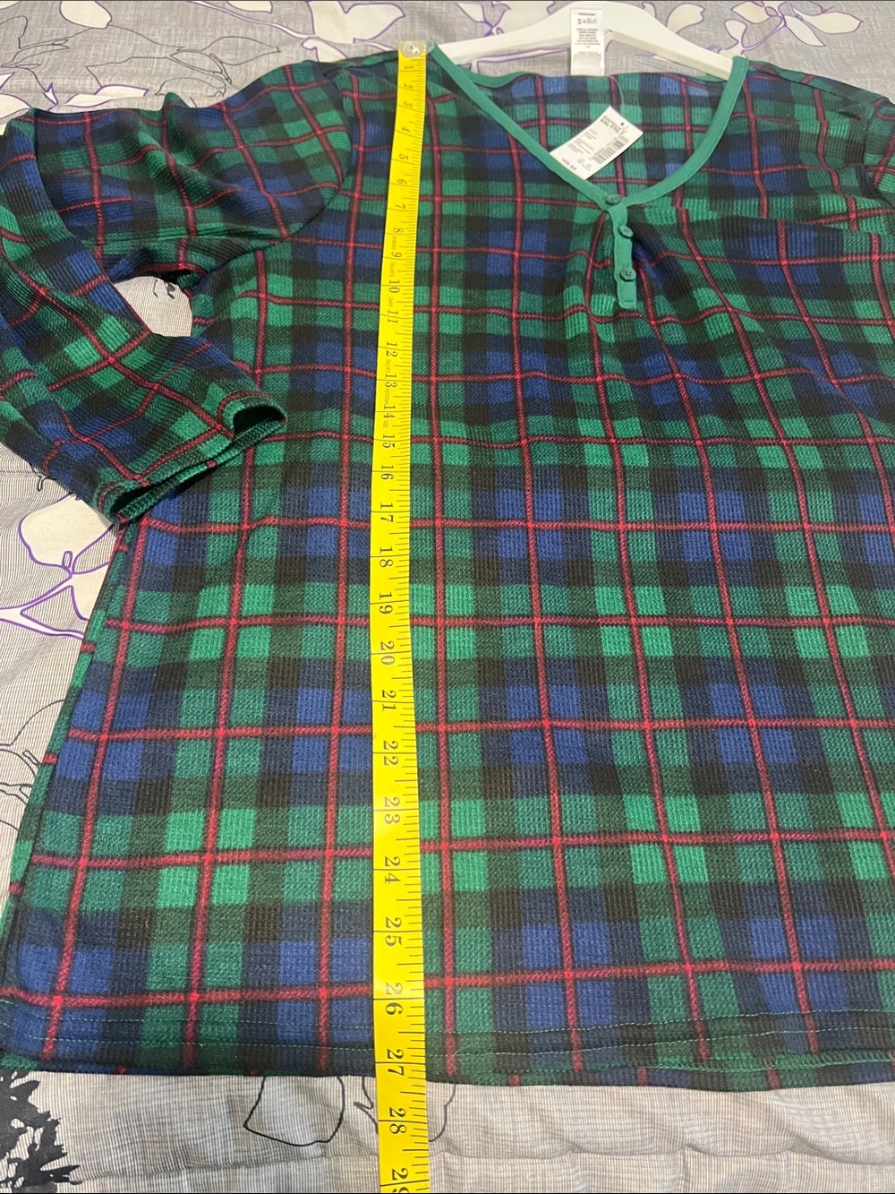NWT PJ Place Green & Blue Plaid Long-Sleeve Pajama Top - Picture 8 of 9